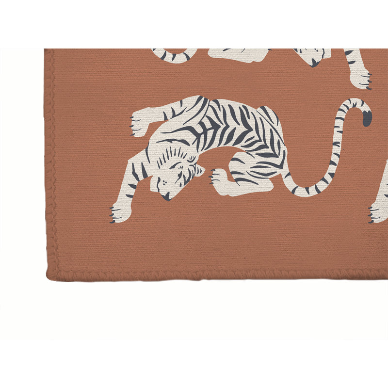 Tapis de cuisine Hey Tiger, Terracotta, Rectangle 5 pi x 7 pi
