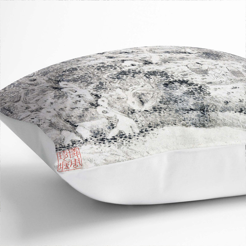 Working in the Garden by Wen Zhengming Cushion with Filling, 55cm H x 55cm W x 20cm D, White