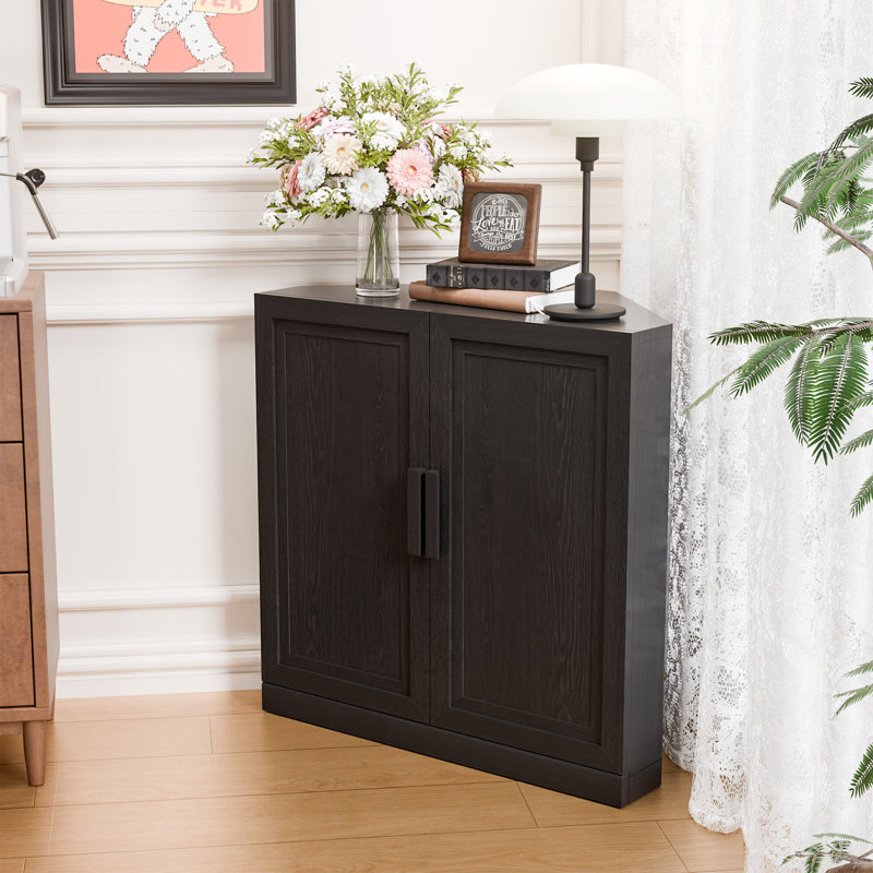 Armoire de rangement d'angle, tablette de coin empilable pour le salon, la chambre à coucher, la cuisine, placage de bois massif (options de 31 po / 36 po)