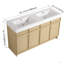 Meuble-lavabo autoportant de 60 po avec lavabo double en résine et 4 portes d'armoire à fermeture en douceur (KD-PACKING)