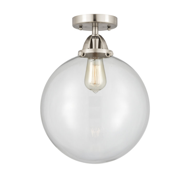 Plafonnier semi-encastré en verre DEL d'Alphonsa, Oui, Nickel satiné brossé, Led