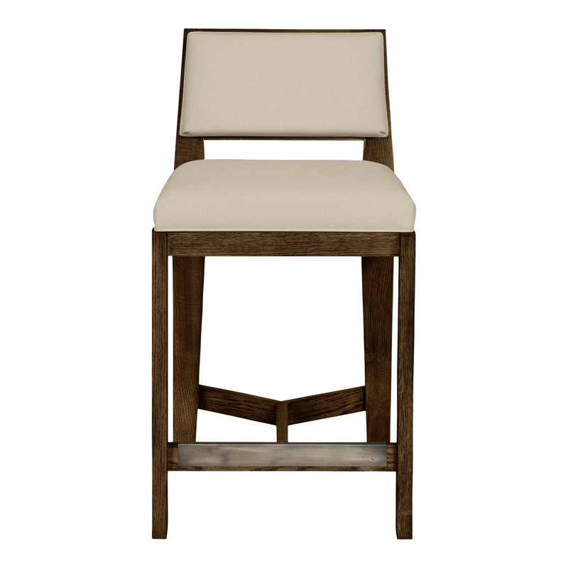 Scoville By Thom Filicia Upholstered Counter Stool with Solid Wood Frame, La Havane, Lin Tuck