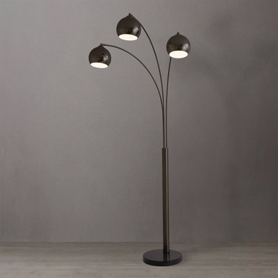 Triplet 3 Light Arc Floor Lamp - Nickel, Marble Base, Dimmer Switch