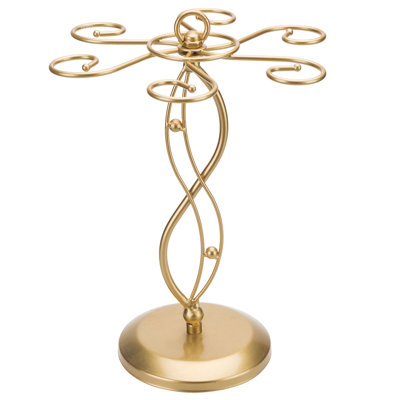 Metal Tabletop Wine Glass Rack in Gold