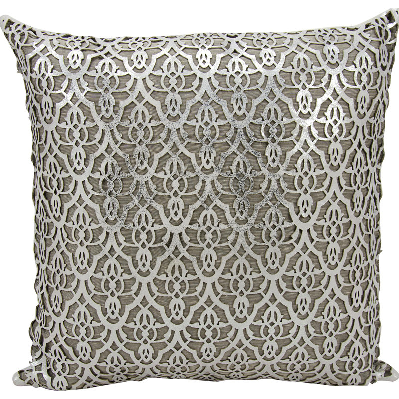 Couture Throw Pillow, Silver/White