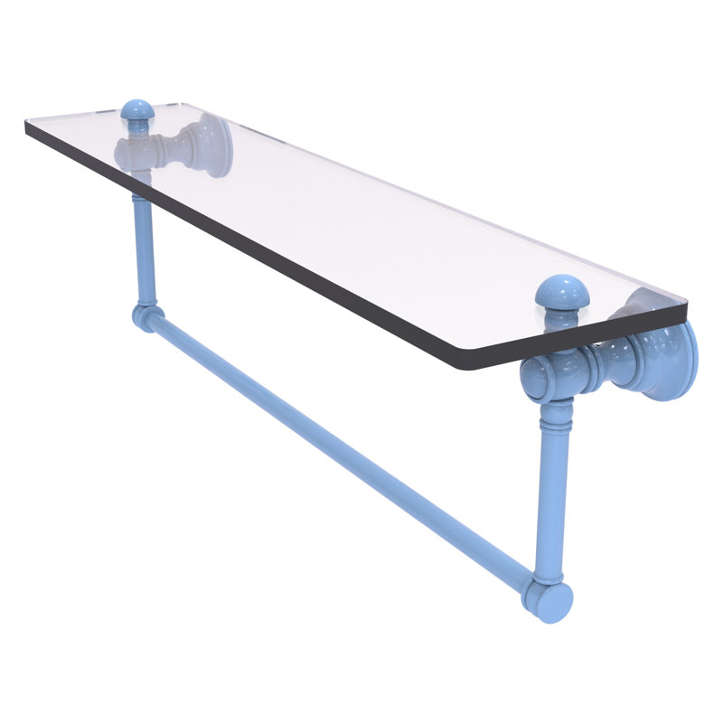 Tablette flottante avec barre à serviettes Carolina, H 7 po x l 22 po x P 5,54 po, Bleu troll plat
