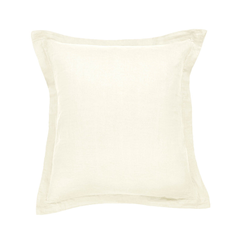 Cream French Linen Flanged Euro Sham 27.5" x 27.5"