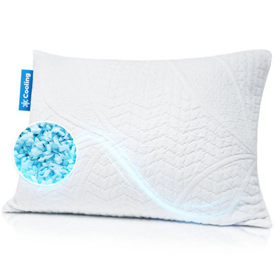 Cooling Pillow Standard Size - Shredded Memory Foam Pillow with Double Sided Cooling Gel - Standard