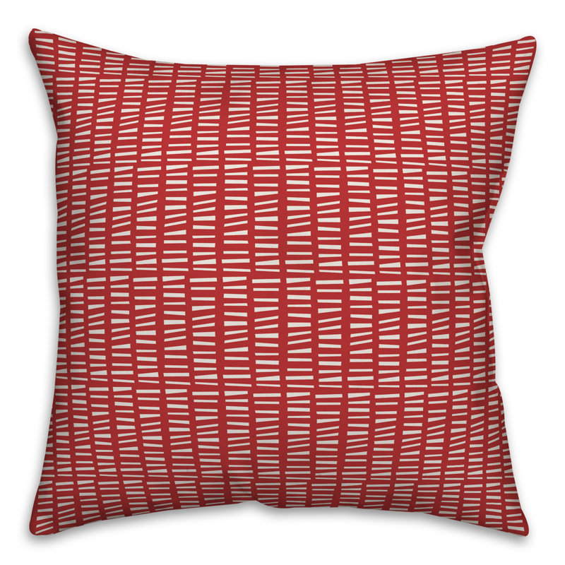  Housse et insert de coussin carré Tally, Rouge / blanc géométrique, 18 po x 18 po