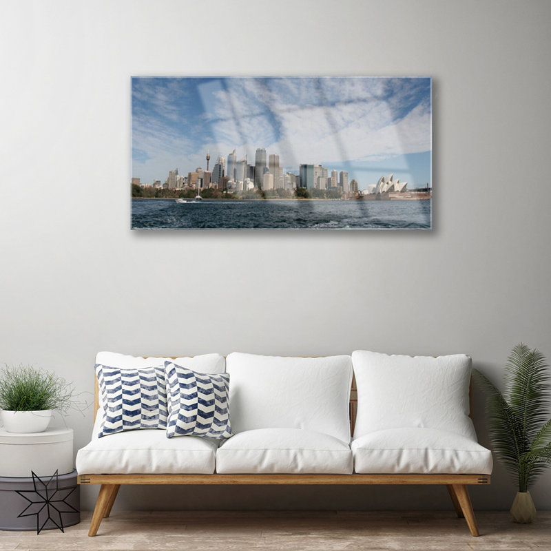 Houses City Sea - Unframed Photograph on Glass