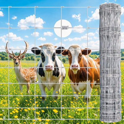 Clôture de ferme galvanisée robuste de calibre 12 - clôture grillagée 6 pi x 164 pi, panneau tissé durable pour bovins, ovins, caprins, porcs, chevreuils et chevaux - 50 mètres