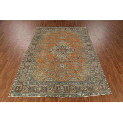Orange Wool Traditional Area Rug 7x10