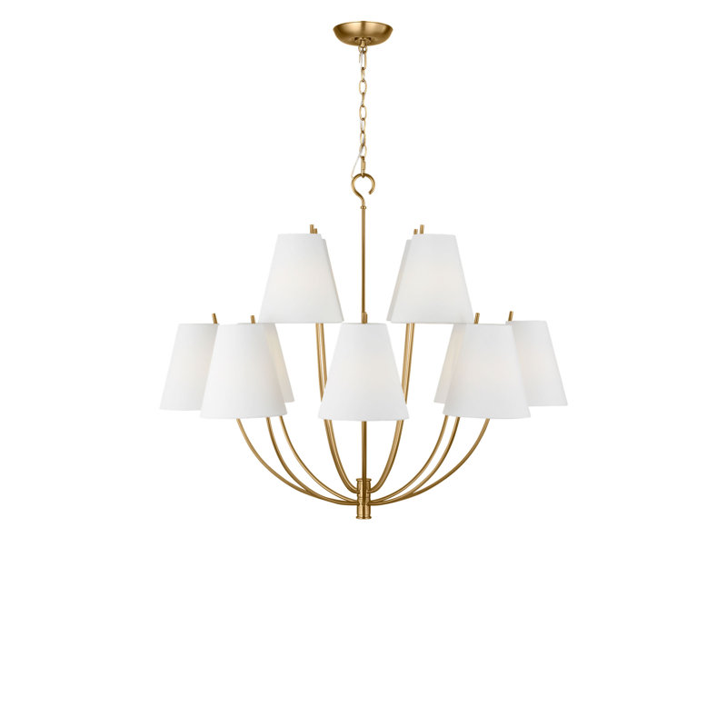 Reyes 12-Light Chandelier, 123.63" H x 40" W  x 40" D, Burnished Brass