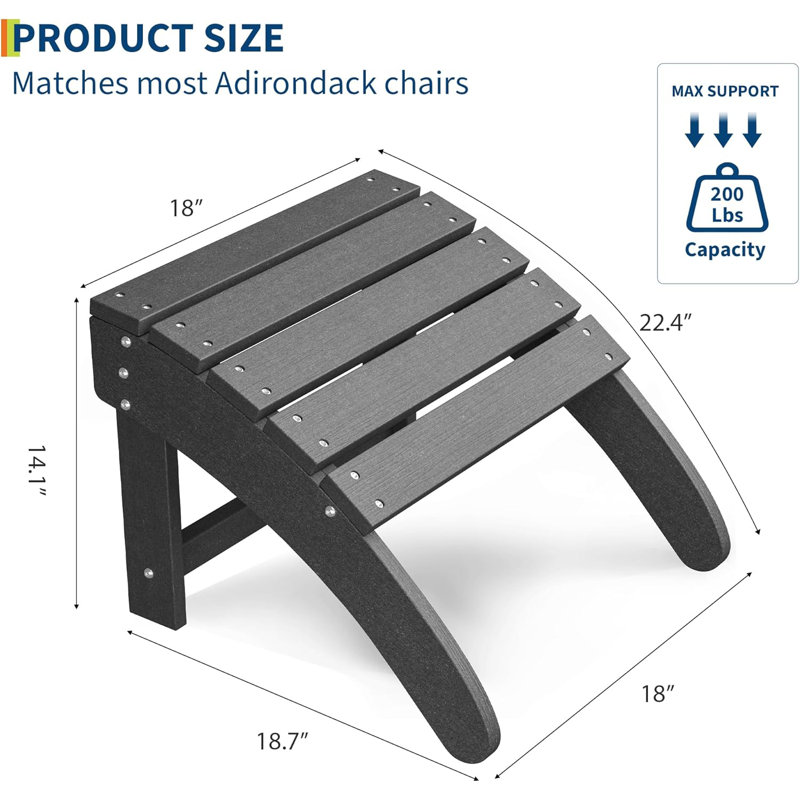 High-Density Polyethylene (HDPE) Outdoor Ottoman, Grey
