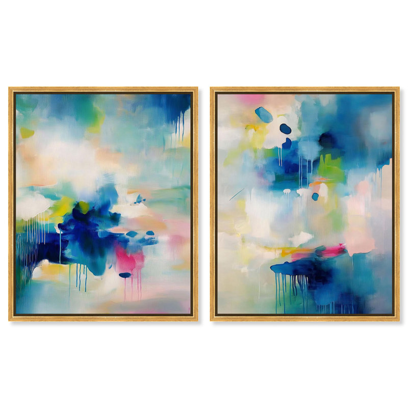 «Prismatic Weeps Color Duo», reproduction d'art sur toile par Art Remedy, H 20 po x l 16 po, Toile tendue avec châssis