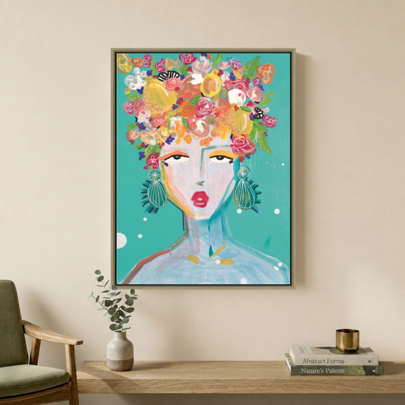 "Floral Lady Turquoise" par Nola James - Impression sur toile