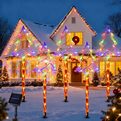 Éclairage de sentier solaire de Noël, décorations d'extérieur, 8 modes, lumières de bonbon d'arbre de Noël, éclairage de piquet de jardin à DEL imperméable pour allée, cour, porche, décor de fêtes