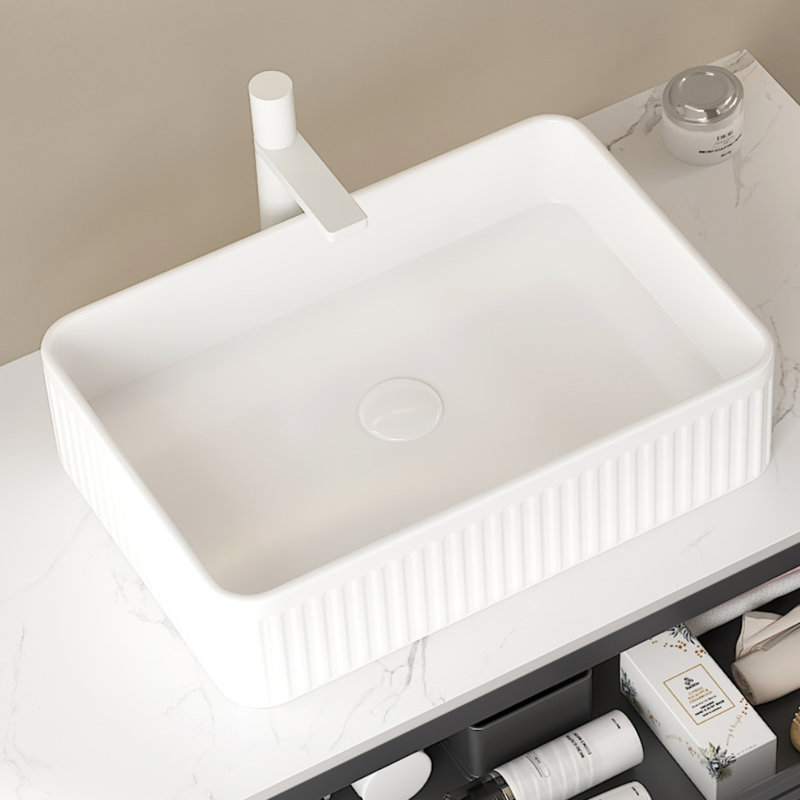 Lavabo vasque de salle de bain sans armoire, lavabo en céramique blanc de 20 pouces et pratique, trou de robinet pré-percé de 1,38 pouce, tuyau de drain extensible avec couvre-trou, accessoire de teinture moderne indispensable, accessoire