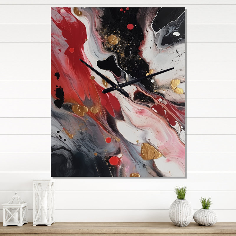 Jakeira - Très grandes horloges murales en marbre abstrait, H 40 po x l 30 po x P 1 po