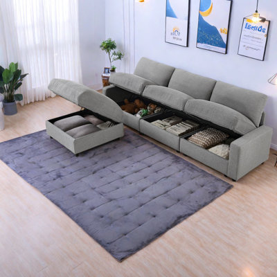 Canapé modulaire rembourré en polyester avec rangement