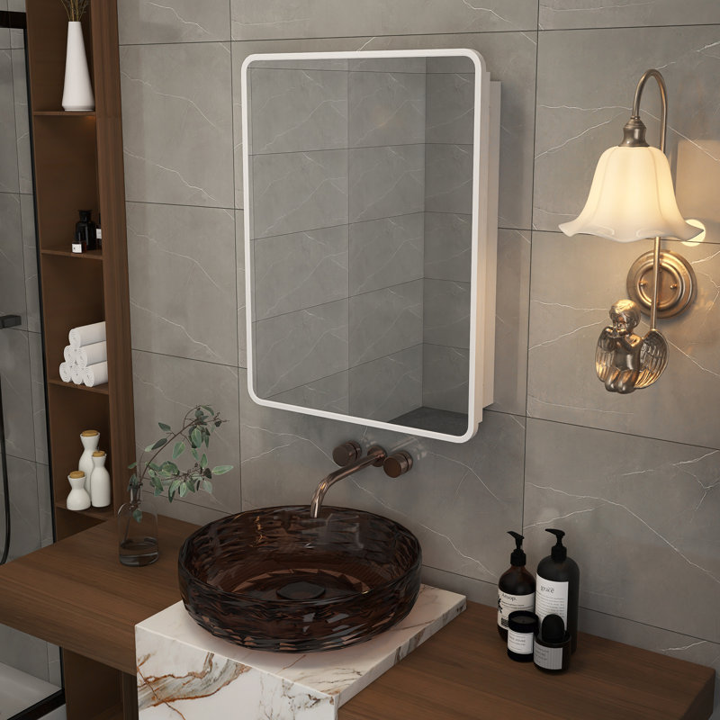 Armoire à pharmacie avec miroir Johnese, Blanc, H 32 po x l 24 po x P 4,9 po