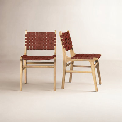 Alston Woven Leather & Solid Wood Dining Chair