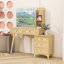 Bureau de coiffeuse en bois avec miroir lumineux, 5 tiroirs et tablettes de rangement-1170610382