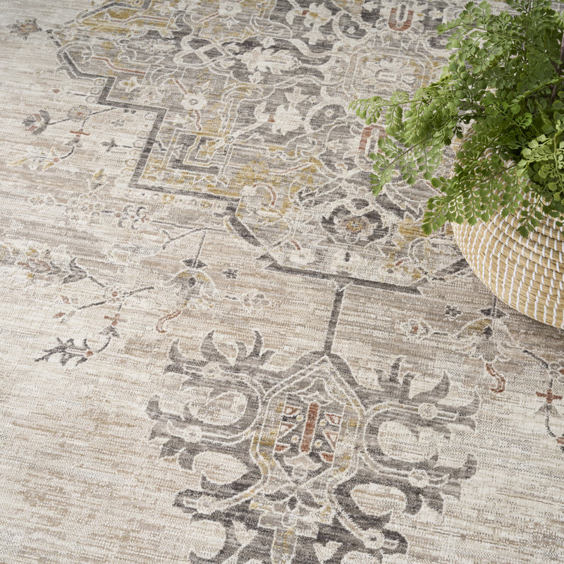 Nourison Antique Fusion 3'11" x 5'10" Ivory Charcoal Vintage Indoor Rug, Rectangle 3'11" x 5'10"