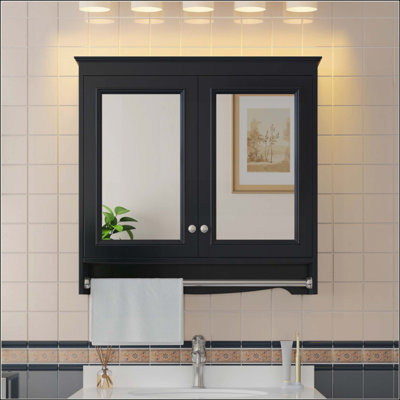  Armoire de rangement murale à miroir 3 en 1, armoire à pharmacie à tablette réglable personnalisable avec miroir HD transparent, organisateur décoratif multi-pièces pour le vestibule de la salle de bain