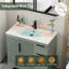 Ensemble de meuble-lavabo simple 36 po Mid-Century avec lavabo en résine, robinet, assemblage requis-870751085-870751087