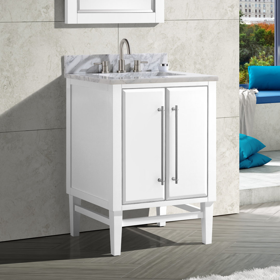 Ewen 24" Single Bathroom Vanity with Carrara Marble Top Etta Avenue™ Top 