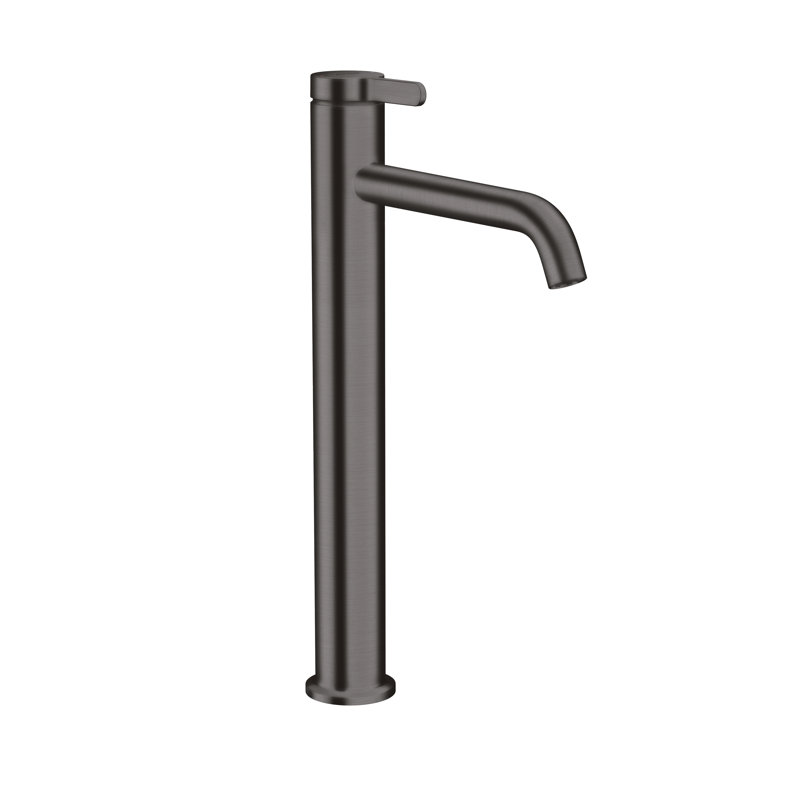 One 13.375" H Single Hole Bathroom Sink Faucet, Brushed Black Chrome