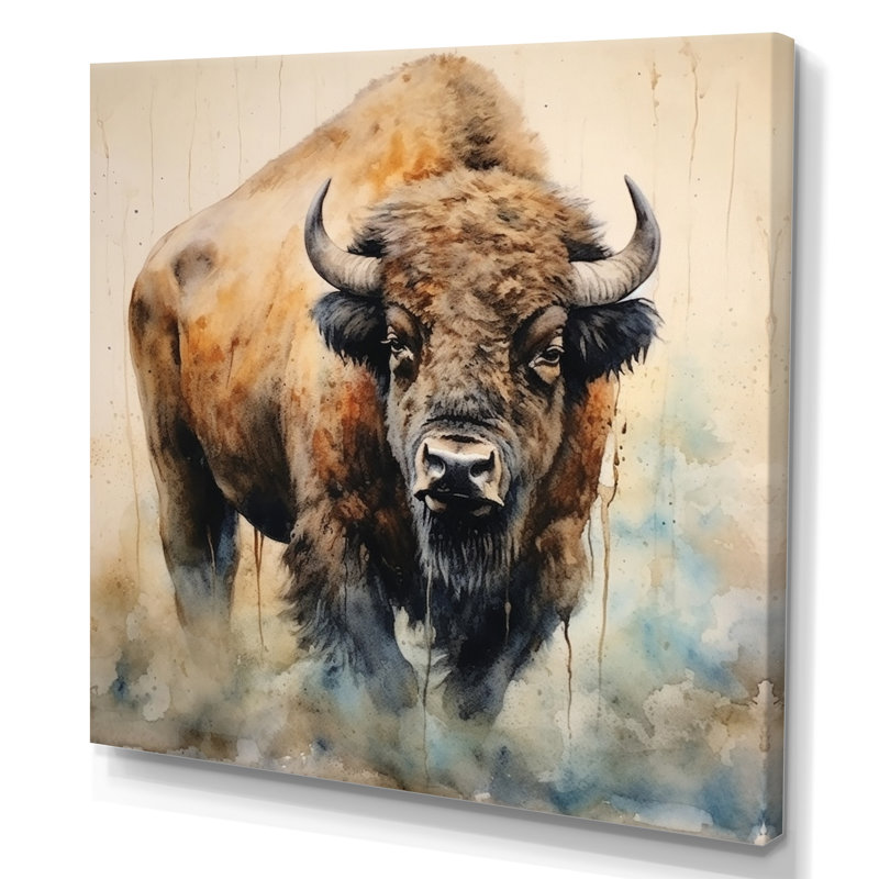 Buffalo Majesty - Buffalo / Bison, impressions encadrées, H 24 po x l 24 po, Sans cadre, Wrapped Canvas
