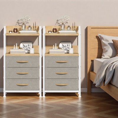 40cm W Metal Bedside Table