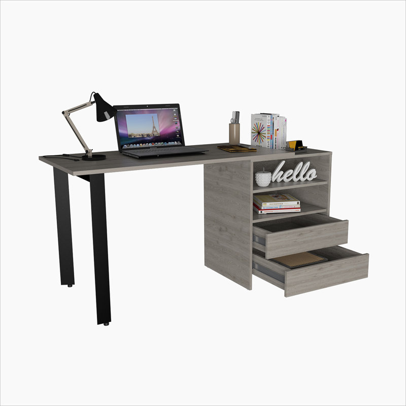 58" Light Gray Wood Computer Desk