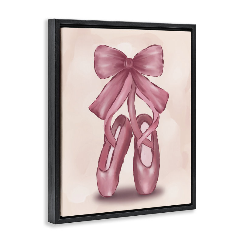 Art mural sur toile flottant avec chaussons de ballet par Hey Bre! Creative Studio, Cadre flottant noir de jais