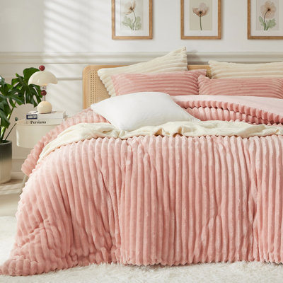 Ensemble d'édredon pour grand lit Suncomfy 3 pièces, ensemble d'édredon rose avec 2 taies d'oreiller, ensemble de lit moelleux chaud toutes saisons