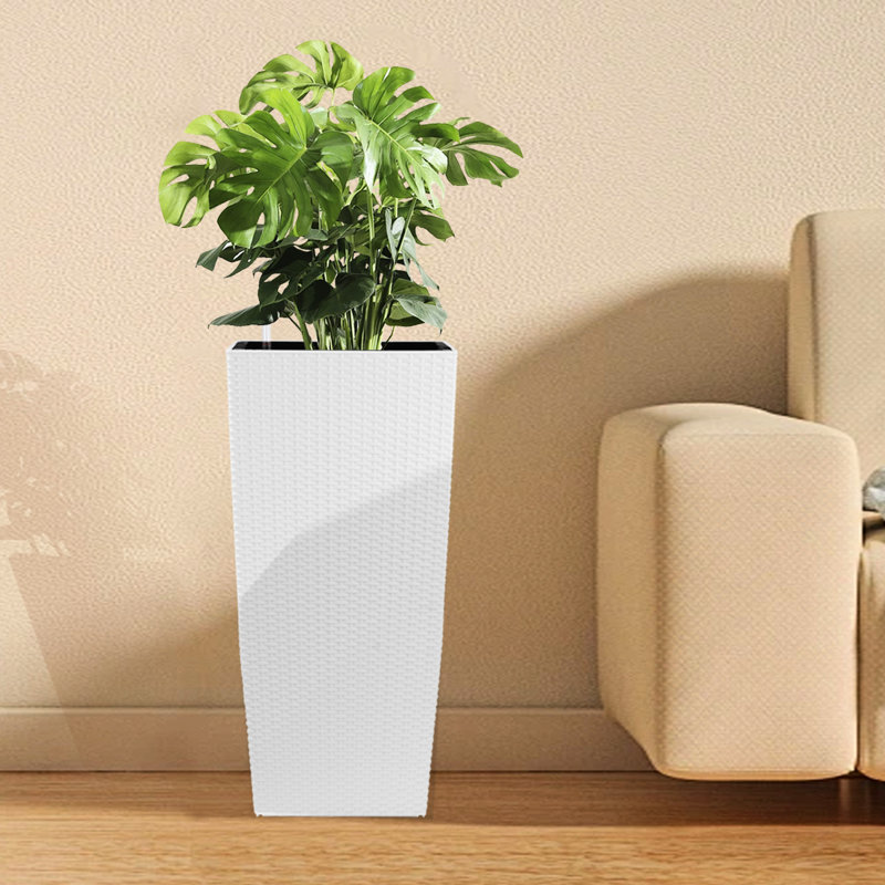 Jardinière carrée blanche avec alimentation automatique en eau et arrosage de 30 pouces pour améliorer la cour