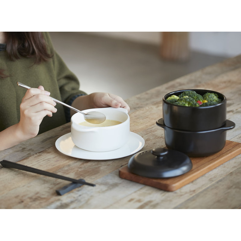 Pot à soupe avec couvercle jia inc, Blanc, 2 pte