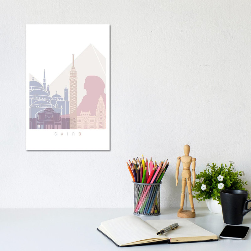 Cairo Skyline Pastel by Paul Rommer - Gallery-Wrapped Canvas Giclée on Canvas, No Frame, 20.32 cm H x 30.48 cm W