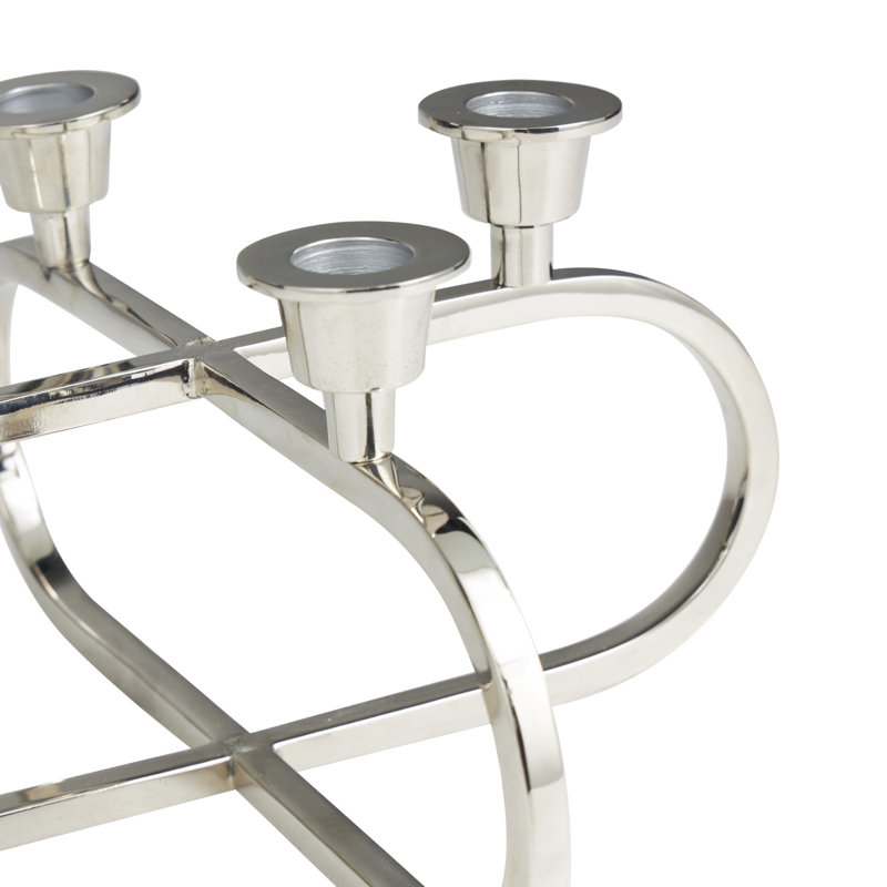 5.6" Aluminum Tabletop Candelabra, Silver