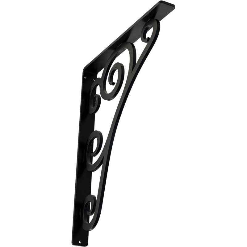 Support en fer forgé Tristan, H 15 po x l 1,5 po x p 12 po, Noir