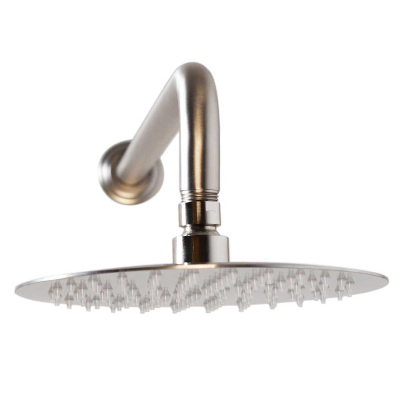 8" Round Thin High Pressure Rainfall Shower Head, Satin Nickel