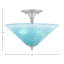 Plafonnier semi-encastré, 2 ampoules, fini nickel brossé, verre cristal turquoise 40,6 cm-1740877632-1740877639