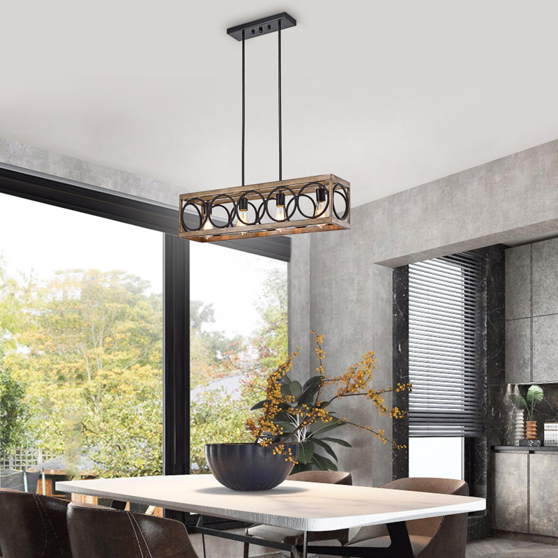 Luminaire suspendu rectangulaire 4 lumières pour îlot de cuisine Schagen
