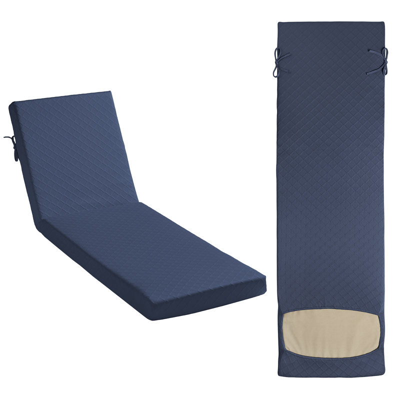 Housse de coussin de chaise longue élastique, housse de coussin de patio en tricot extensible, résistante à la décoloration, lavable à la machine, housse de remplacement intérieure / extérieure, s'adapte à plusieurs tailles, bleu marine