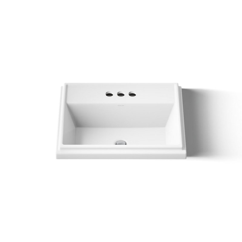 Tresham® Ceramic Rectangular Drop-In Bathroom Sink with Overflow, White, 4'' Centerset