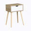 Table de bout blanche avec 1 tiroir et armoire de rangement Mid-Century