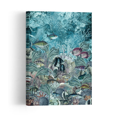 Vibrant Coral Reef Retro Vintage Starfish Fish Octopus Wall Art Print