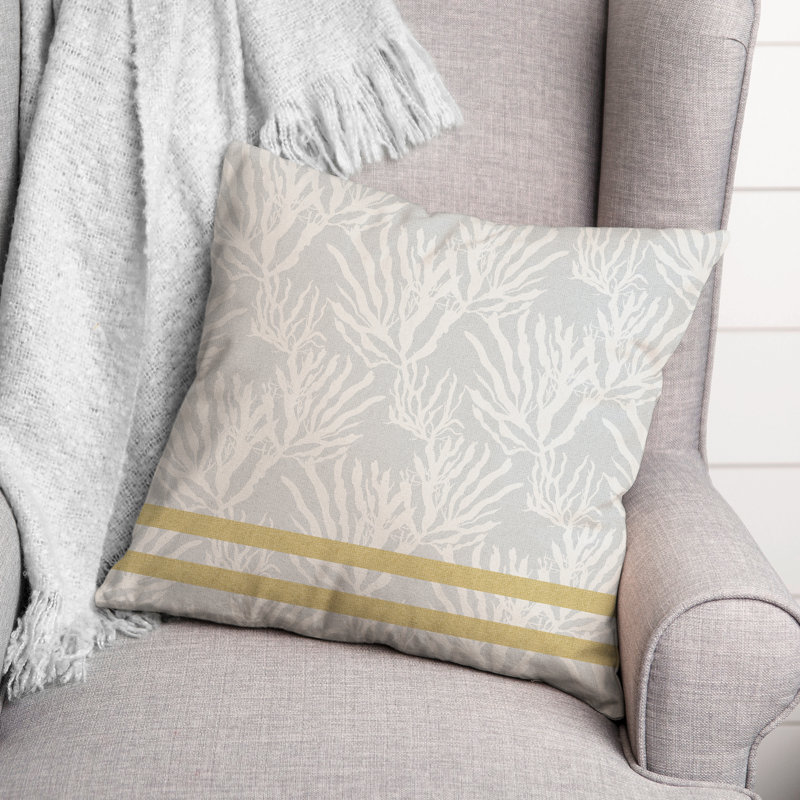 Coussin décoratif en polyester / mélange de polyester, Blanc / Jaune